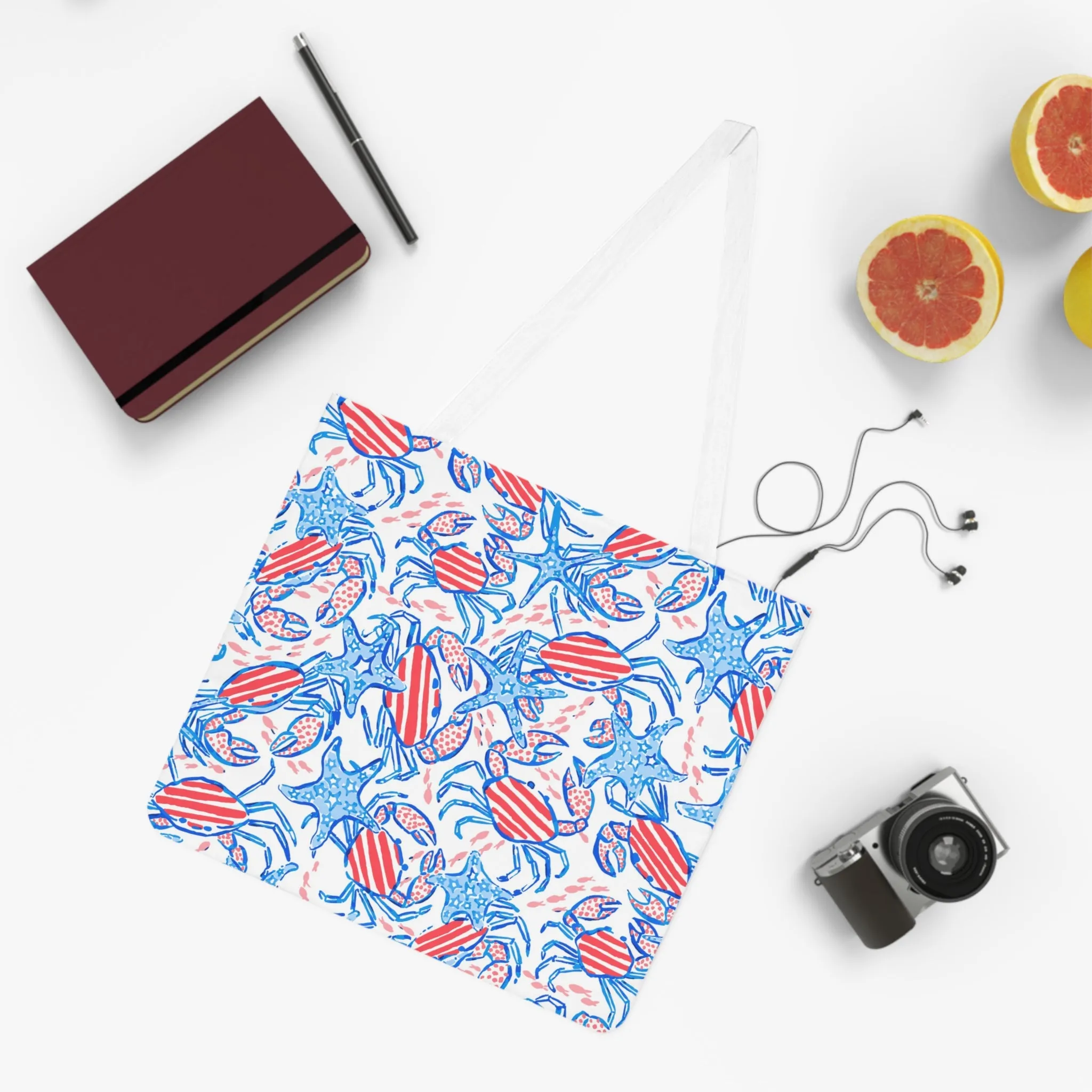 Patriotic Crab & Seashell Tote Bag