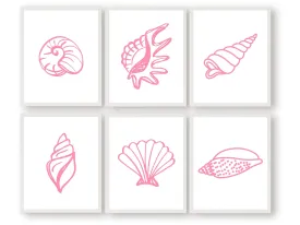 Pink Seashell Coastal Prints