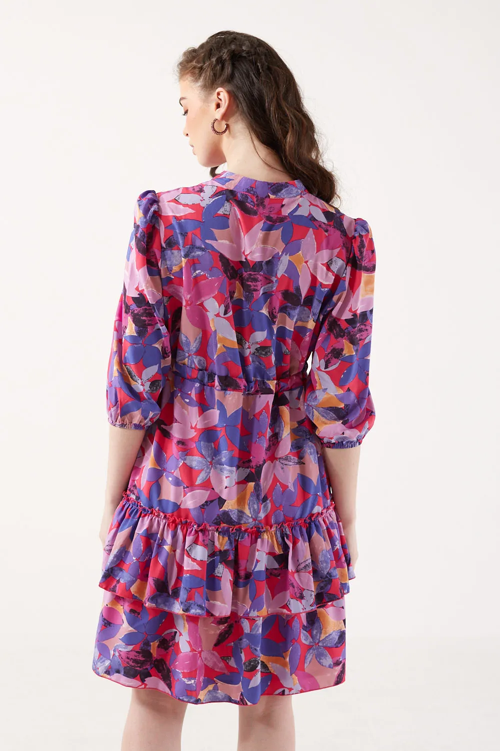 Pixie Daisy Ana Ruffle Hem Short Dress