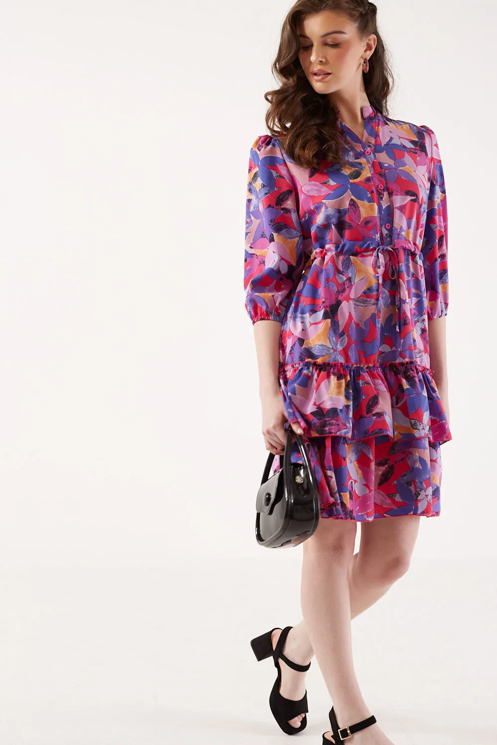 Pixie Daisy Ana Ruffle Hem Short Dress