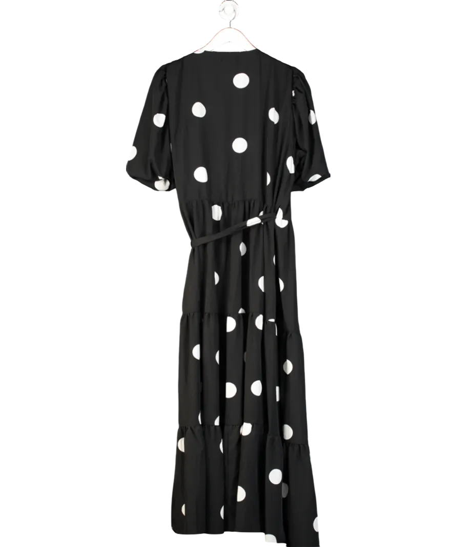 PrettyLittleThing Black Polka Dot Wrap Dress UK 24