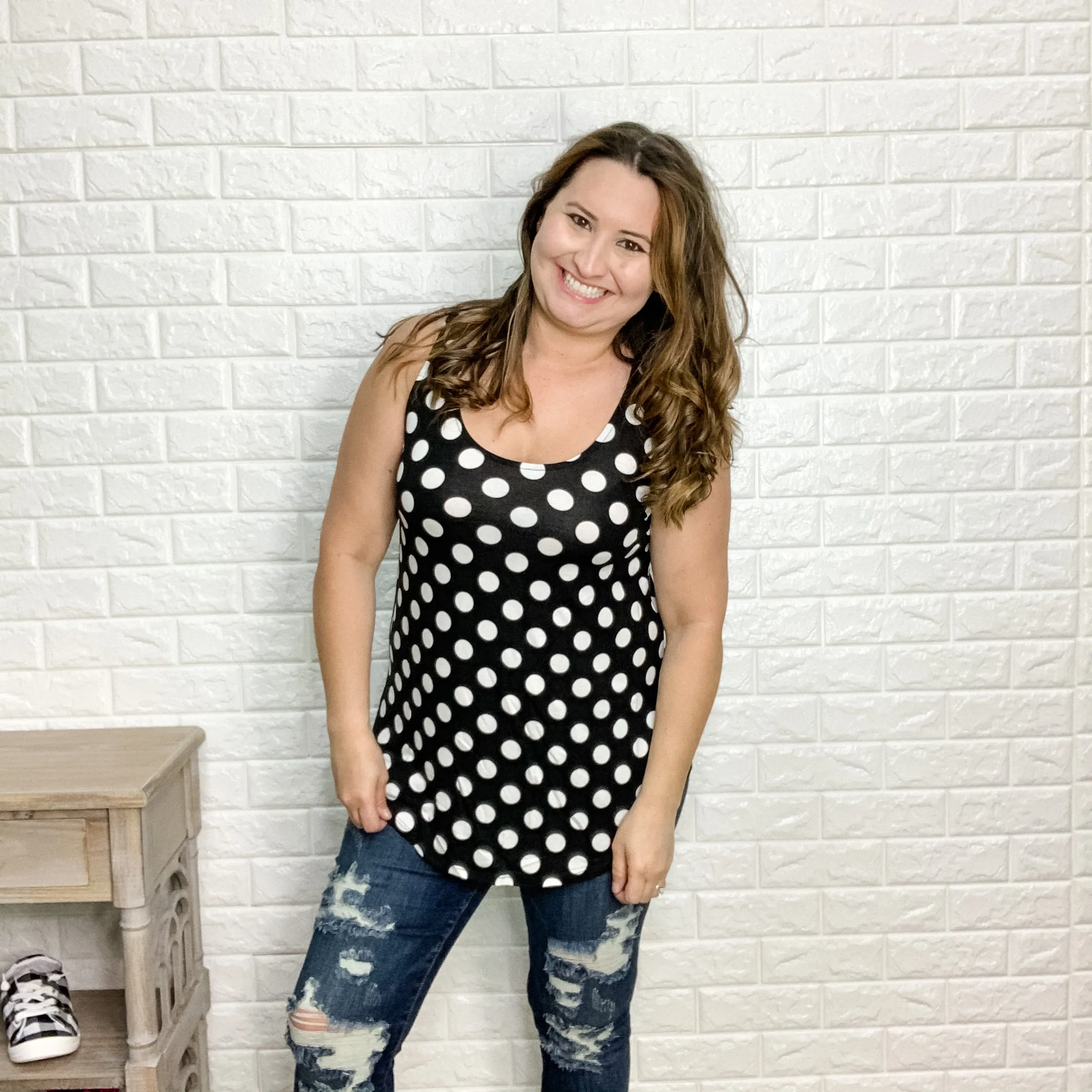 "Dottie" Polka Dot Relaxed Fit Tank (Multiple Colors)