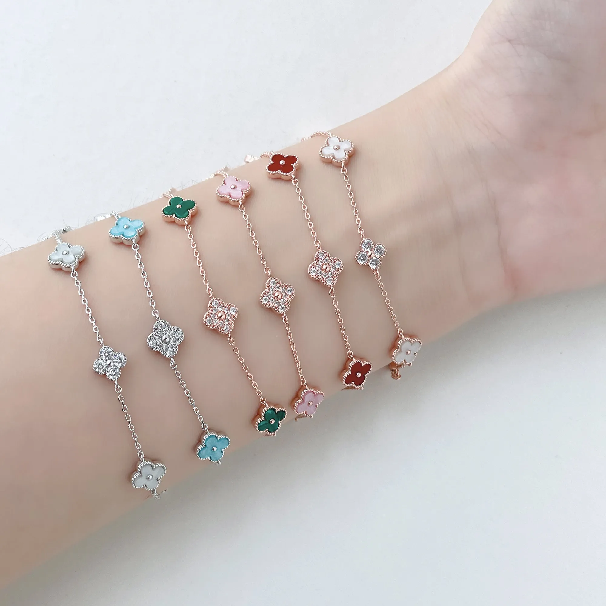 Red Vanya Diamond Clover Bracelet
