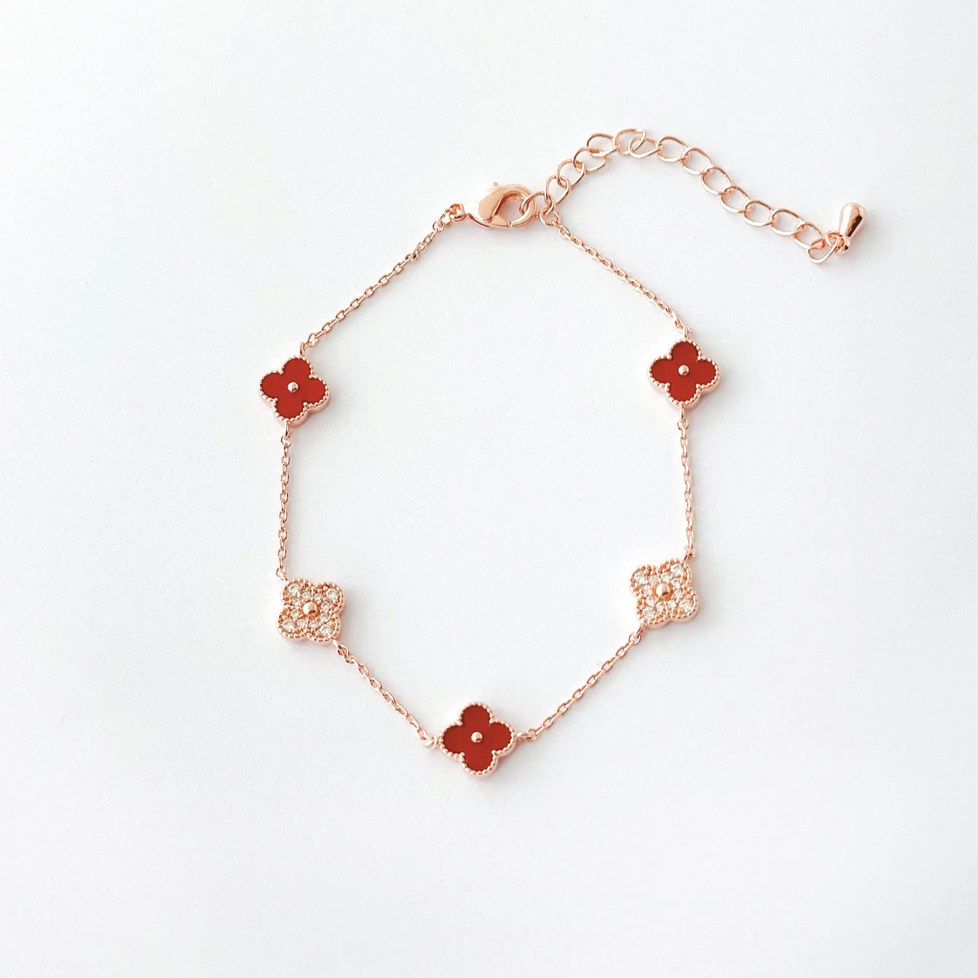 Red Vanya Diamond Clover Bracelet