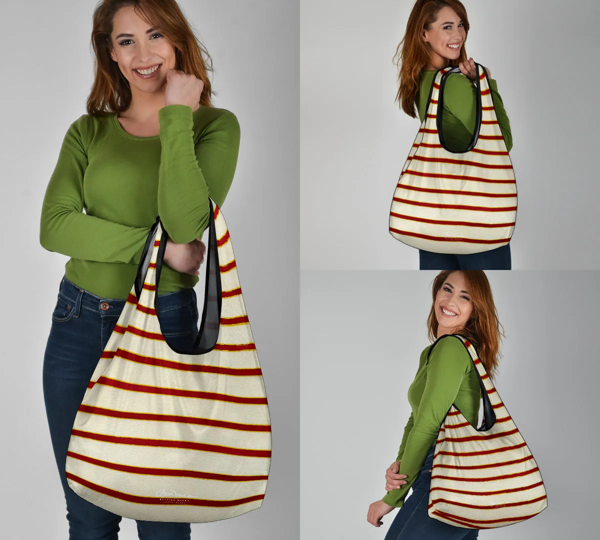 Red White Stripe Grocery Bag