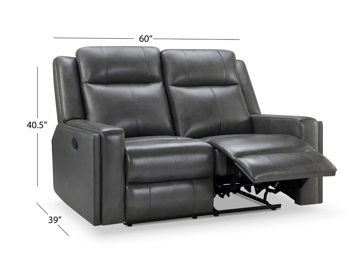 Rhodes 3-pc Top-Grain Leather Manual Reclining Set