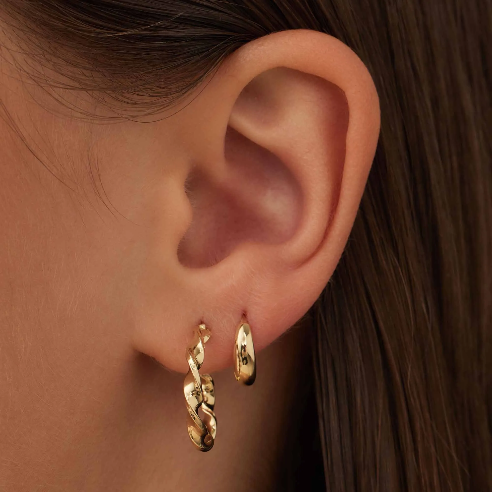 Odette Rivoli 14-Karat Twisted Gold Hoop Earrings