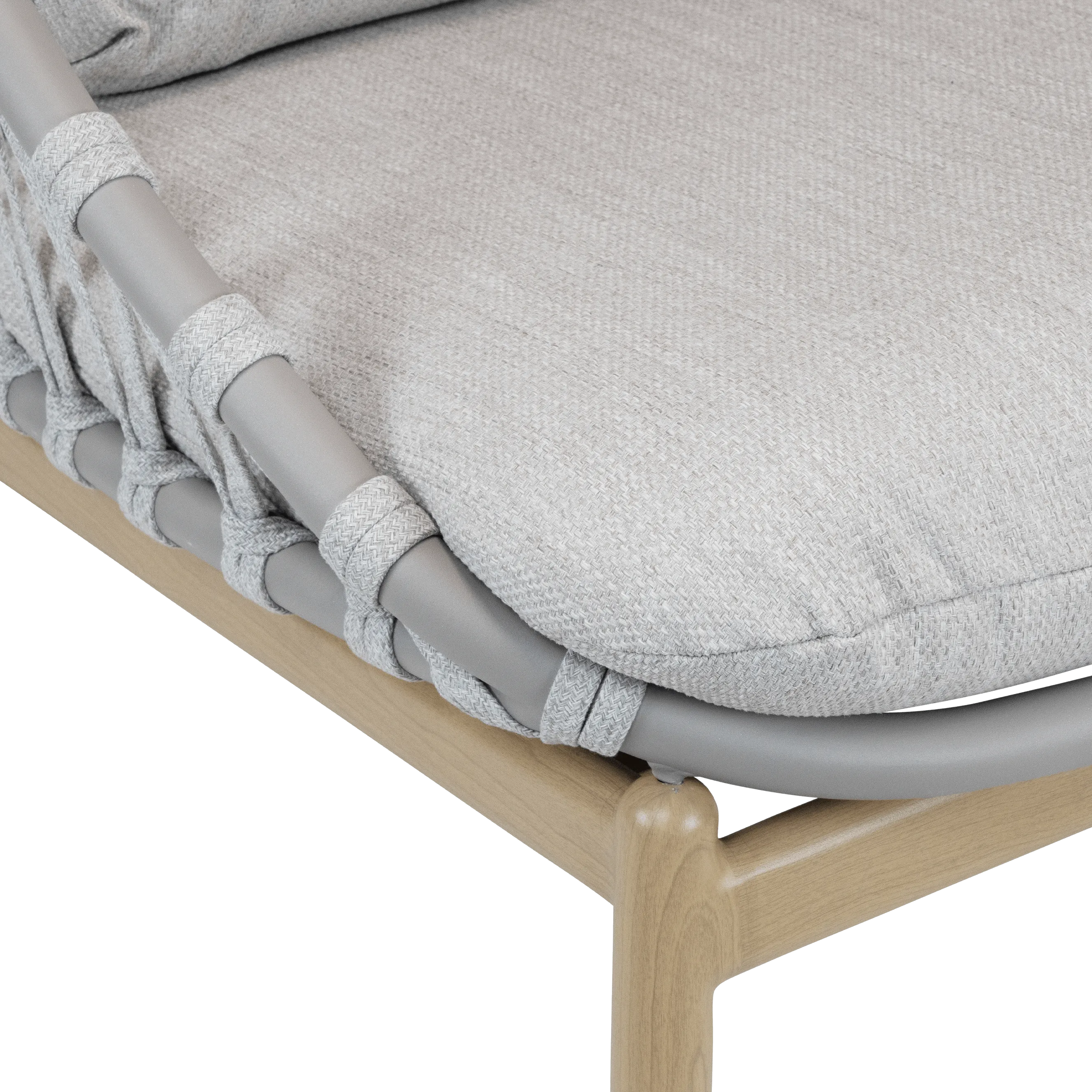 Siesta 3 Seater with Mist Olefin Rope, Icelandic Salt Cushions and Aluminium Frame