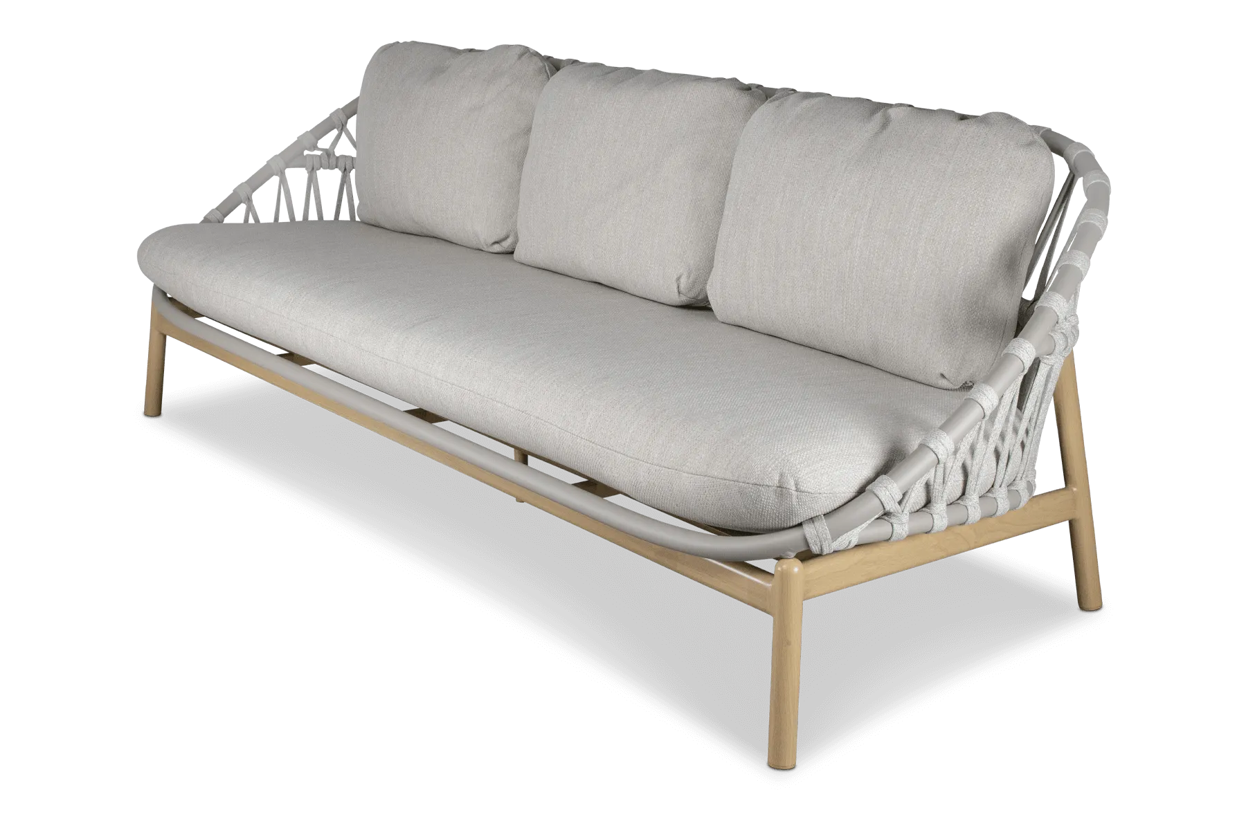 Siesta 3 Seater with Mist Olefin Rope, Icelandic Salt Cushions and Aluminium Frame
