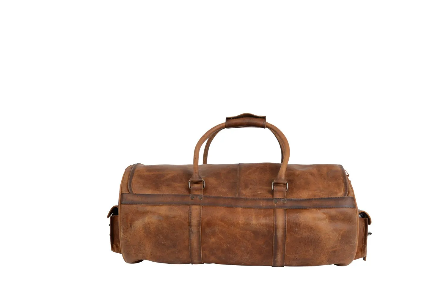 STS Ranchwear Mens Tucson Round Rich Tan Leather Duffel Bag