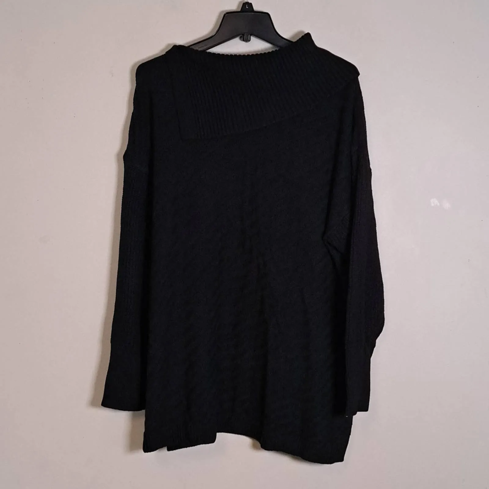 Style & Co Envelope-Neck Tunic Sweater Black