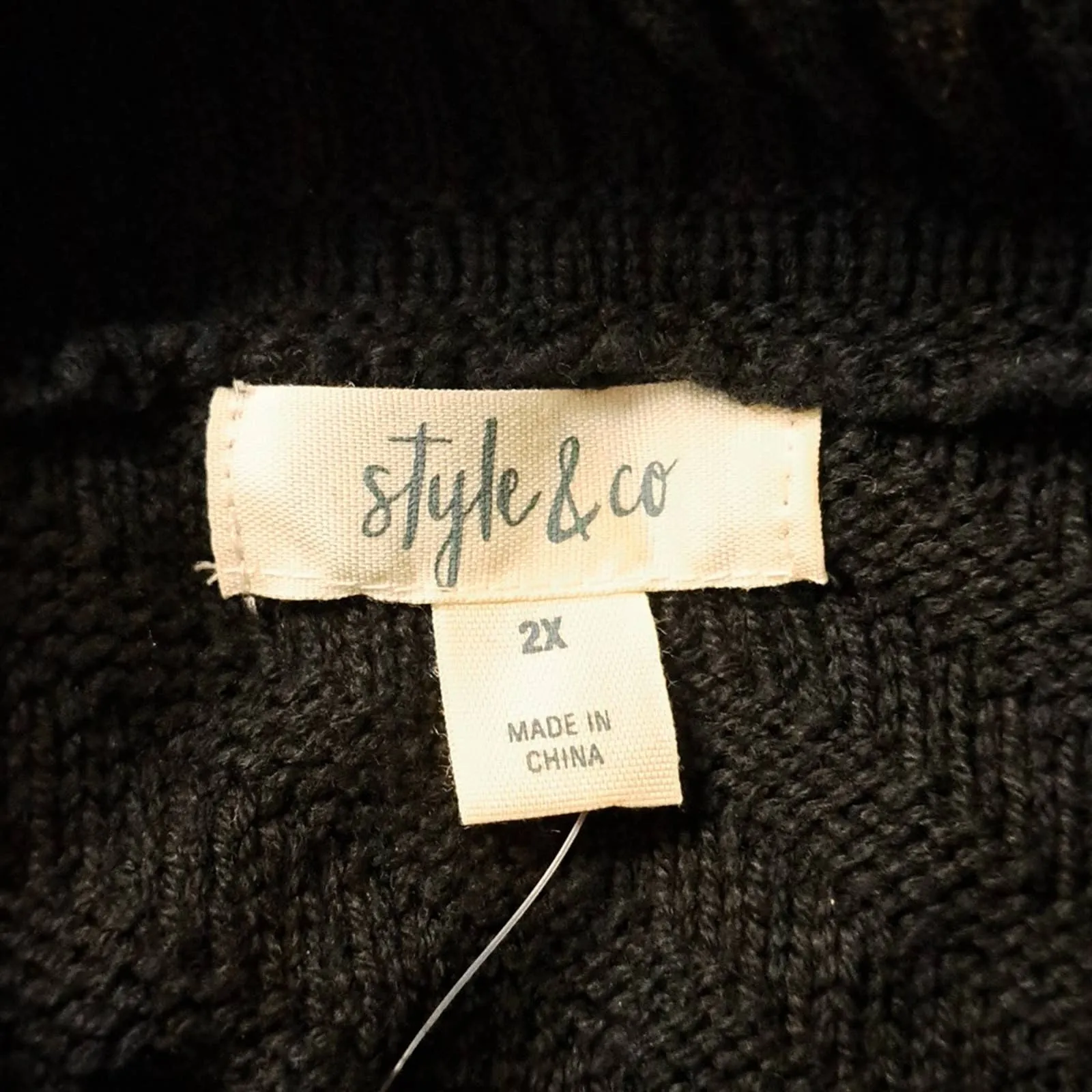 Style & Co Envelope-Neck Tunic Sweater Black