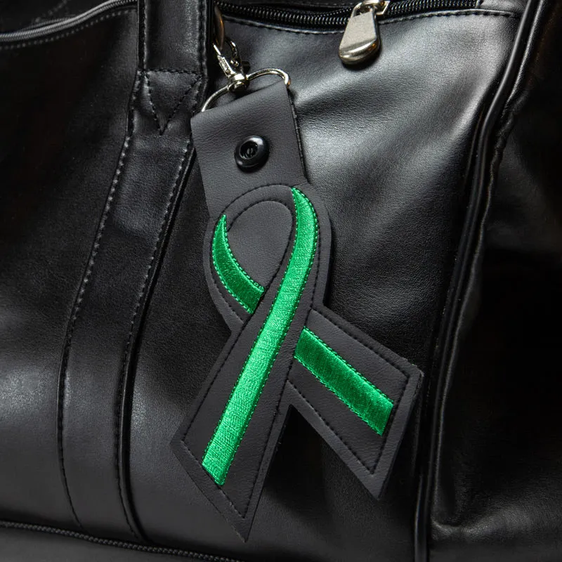 Thin Green Line Leather Ribbon Keychain