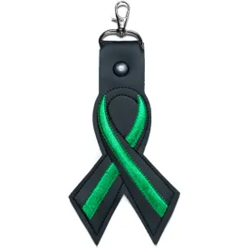 Thin Green Line Leather Ribbon Keychain