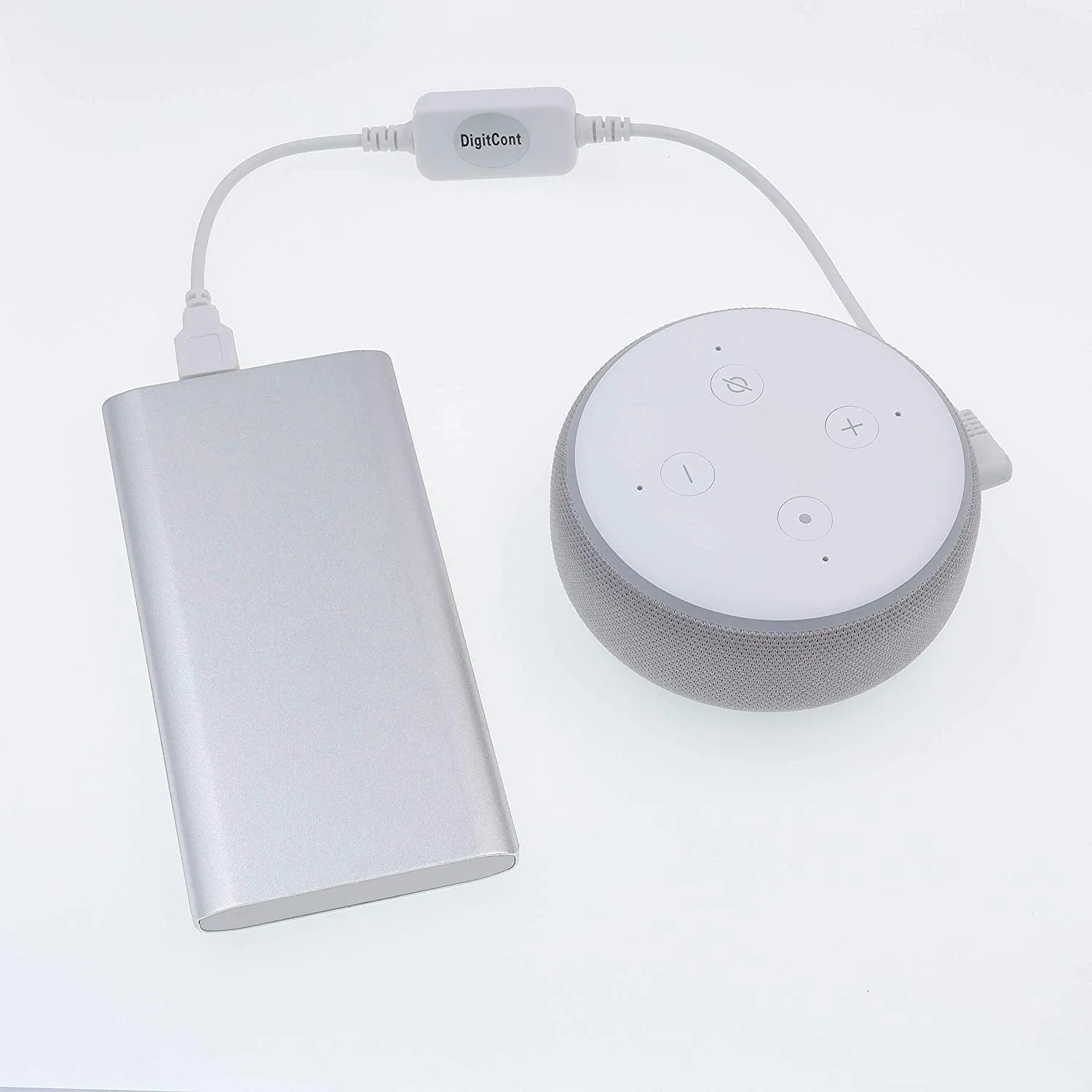 USB DC 5V to 12V Power Cable Adapter for Amazon Echo Devices, 1 ft. White