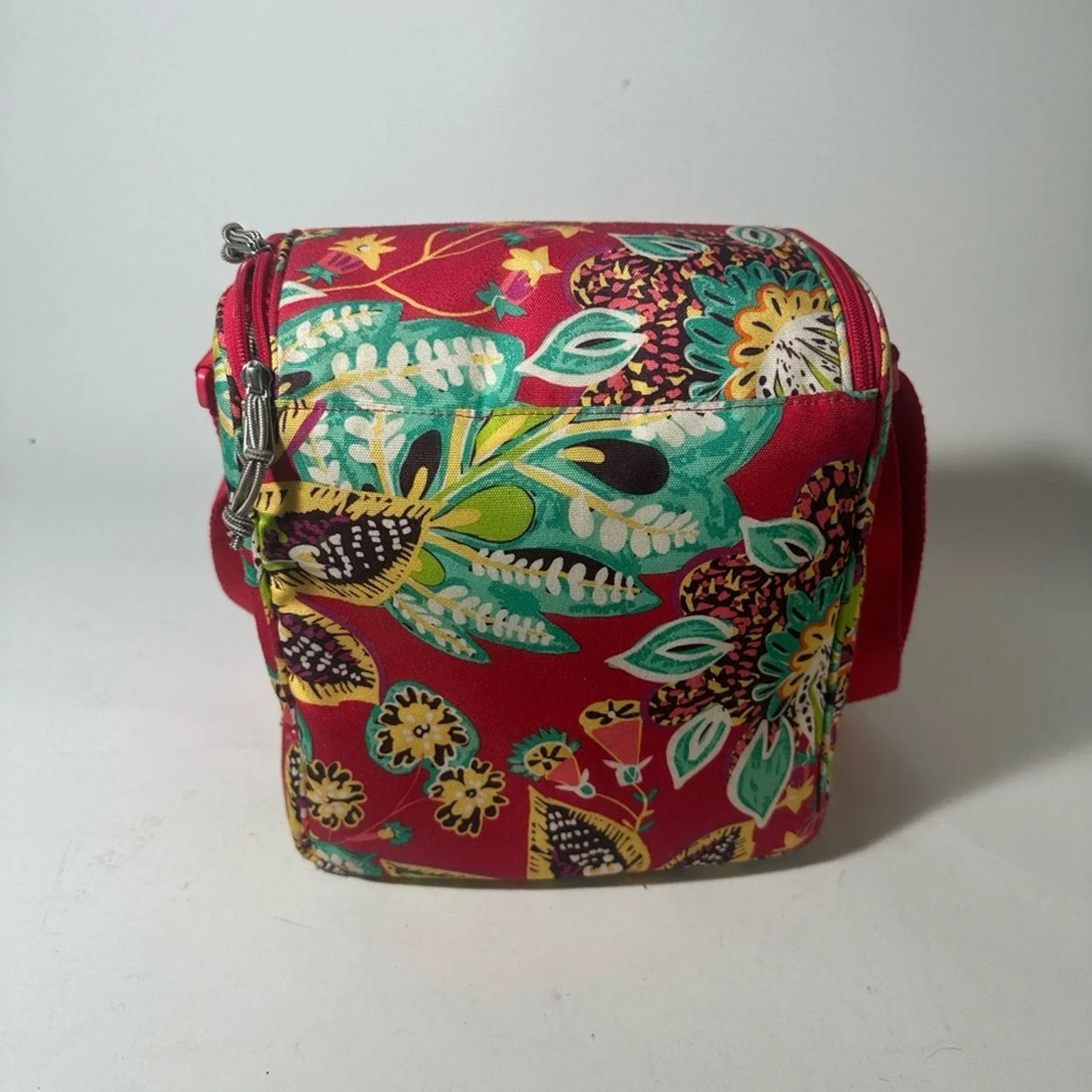 Vera Bradley Red and Green Lunch Bag with Floral Print