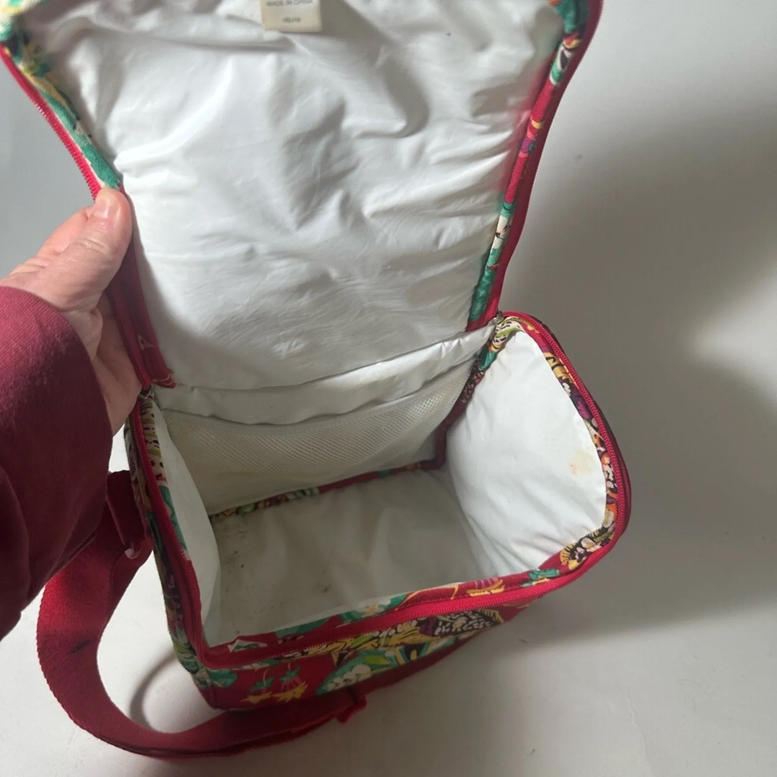 Vera Bradley Red and Green Lunch Bag with Floral Print