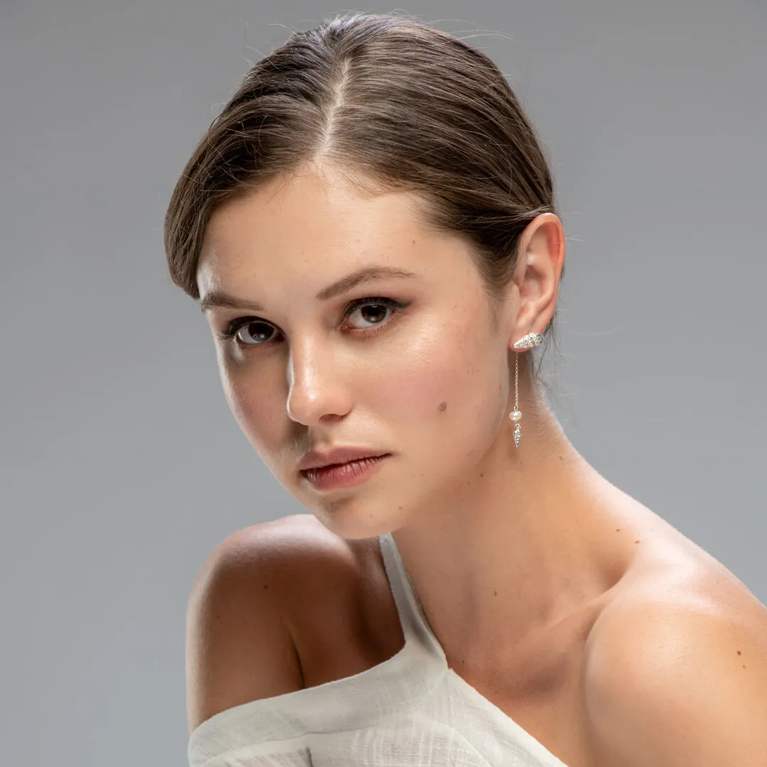 Wild and romantic seashell - long earrings - silver 925