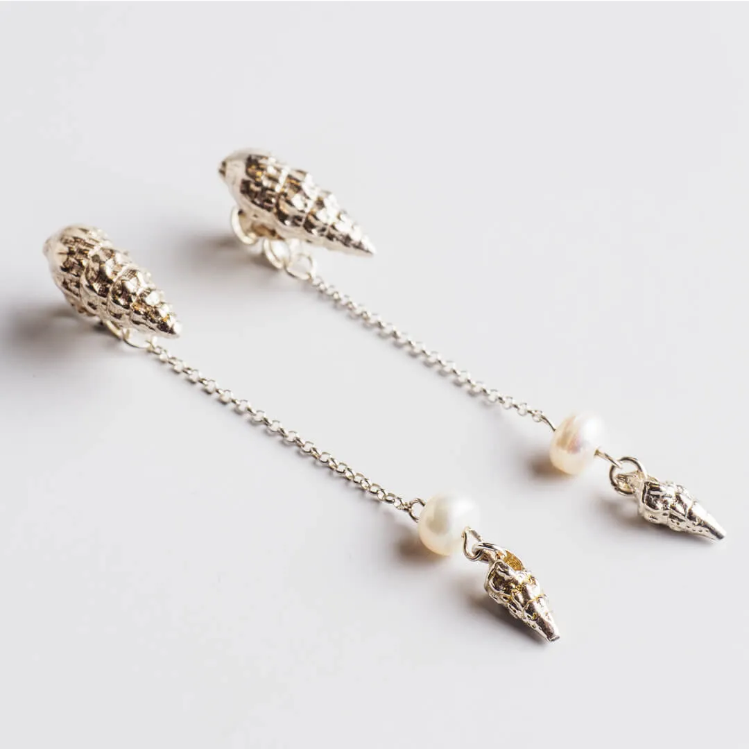 Wild and romantic seashell - long earrings - silver 925