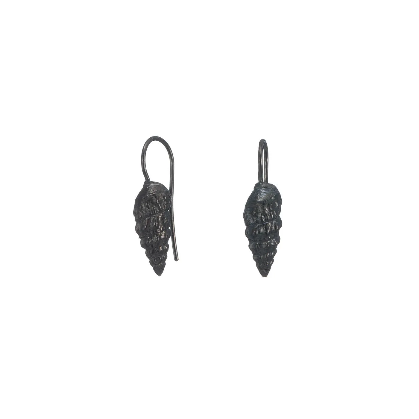 Wild seashell - dangly earrings - silver 925 - dark rhodium plated