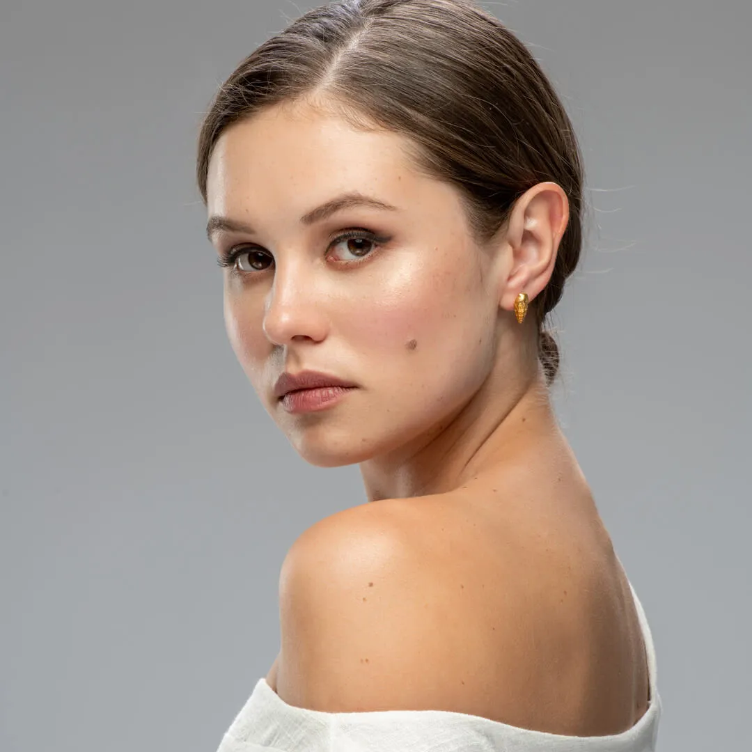 Wild seashell - stud earrings - silver 925 - gold plated