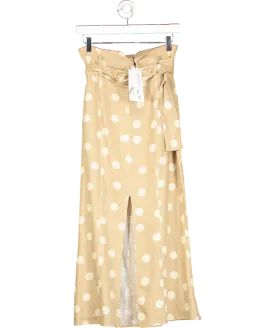 ZARA Beige Polka Dot Linen Blend Skirt UK M